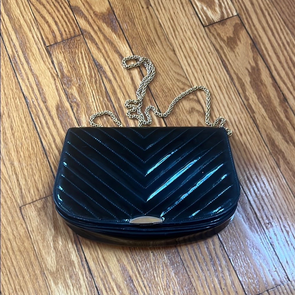 VINTAGE SISO Made in Italy Quilted Black Patent Leather Handbag